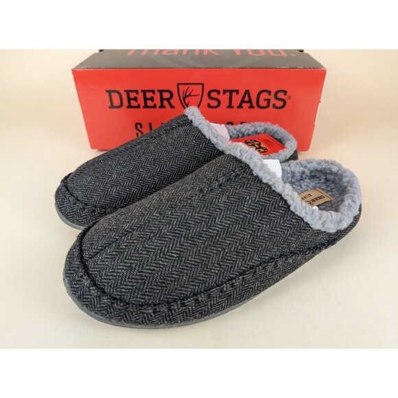Deer Stags Slipperooz Nordic Slippers Mens 11 M Black Tweed Slip On Shoes NWB - Picture 6 of 11